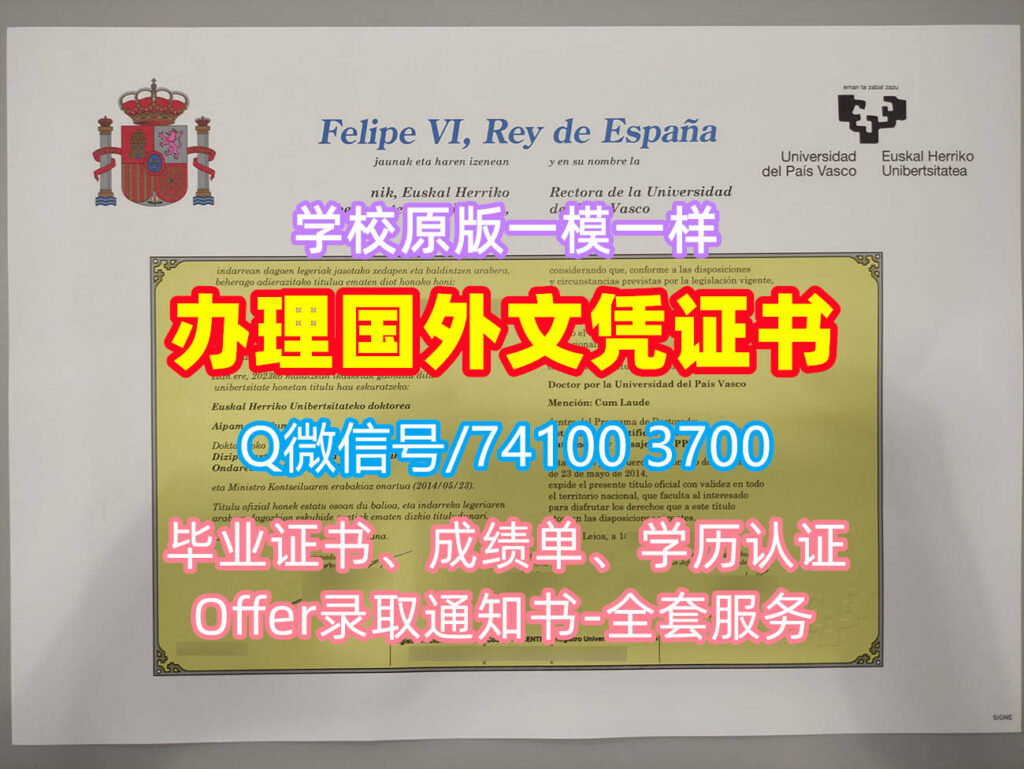 巴斯克大学毕业证书,Universidad del País Vasco Diploma degree