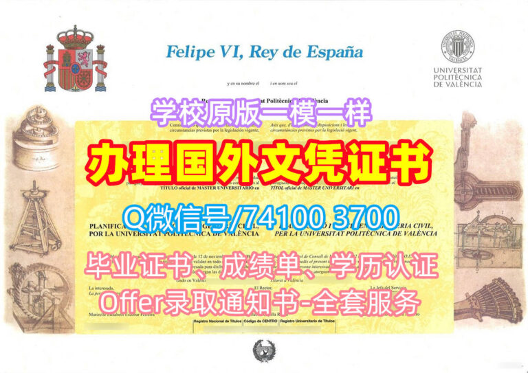 瓦伦西亚理工大学毕业证书, Universitat Politècnica de València Diploma, UPV Degree Certificate