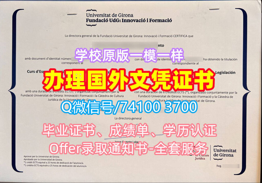 赫罗纳大学毕业证书, Universitat de Girona Diploma, UdG Degree Certificate