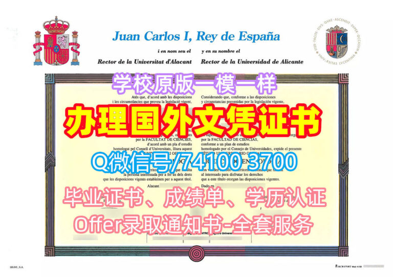 阿利坎特大学毕业证书, Universidad de Alicante Diploma, UA Degree Certificate