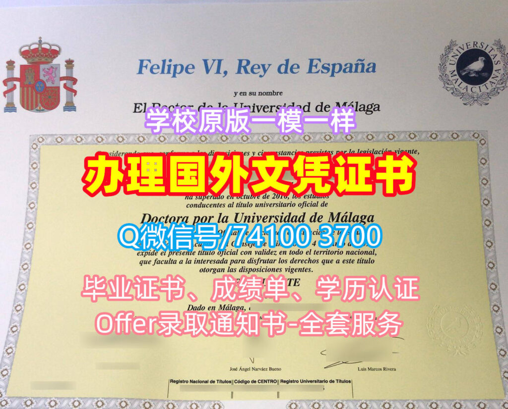 马拉加大学毕业证书, Universidad de Málaga Diploma, UMA Degree Certificate