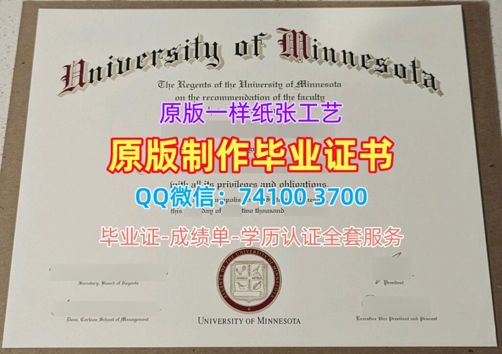 明尼苏达大学双城分校毕业证, University of Minnesota Twin Cities Diploma