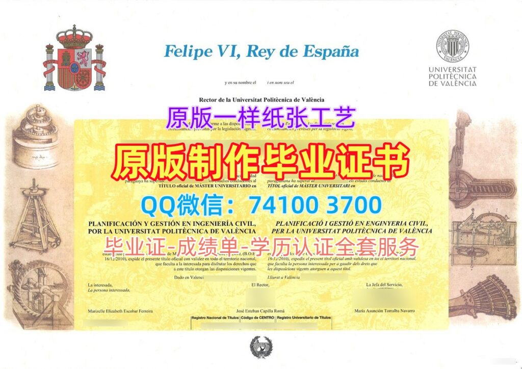 瓦伦西亚理工大学毕业证, Universitat Politècnica de València Diploma