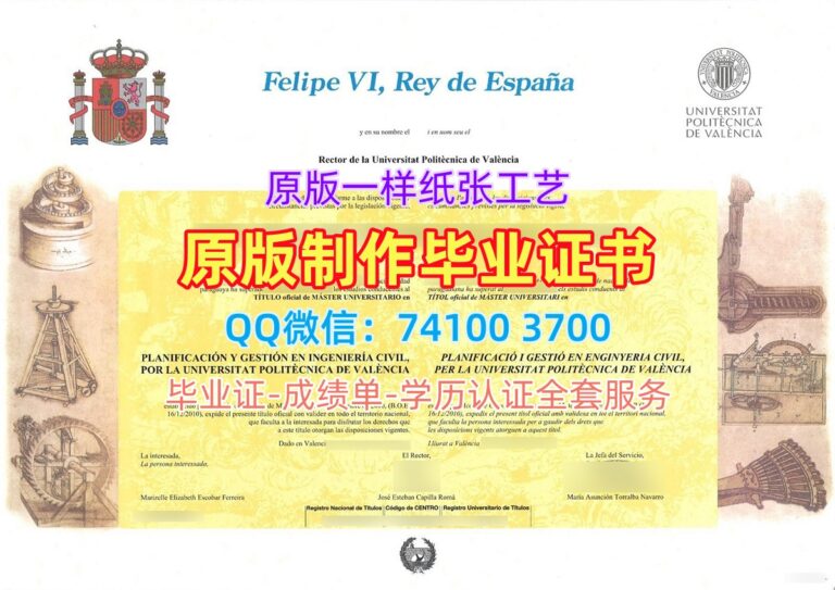 瓦伦西亚理工大学毕业证, Universitat Politècnica de València Diploma