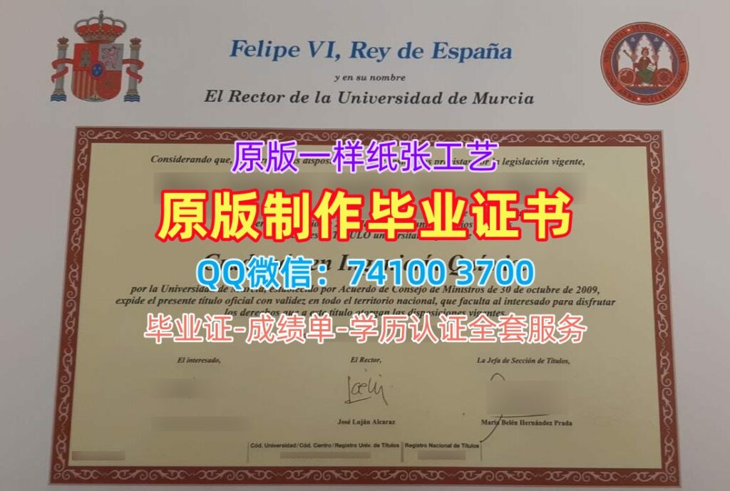 穆尔西亚大学毕业证, Universidad de Murcia Diploma